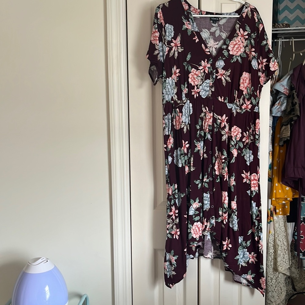 Red floral dress
